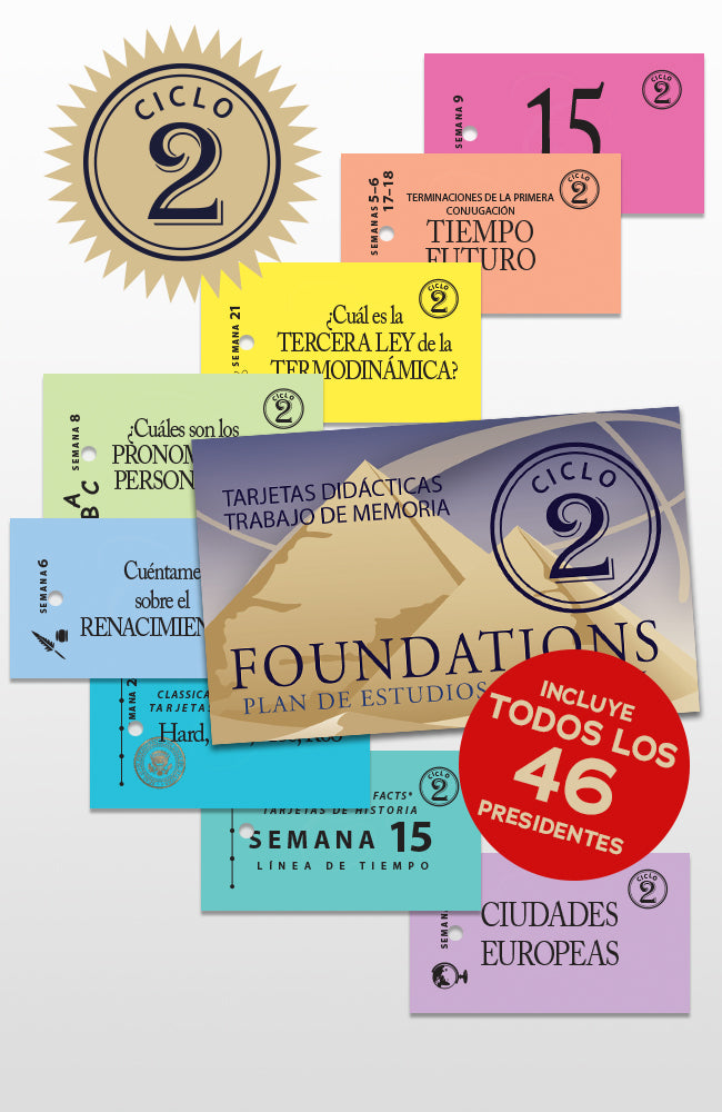 Foundations Tarjetas Didácticas Trabajo de Memoria, Ciclo 2 (Foundations Memory Work Flashcards, Cycle 2 in Spanish)