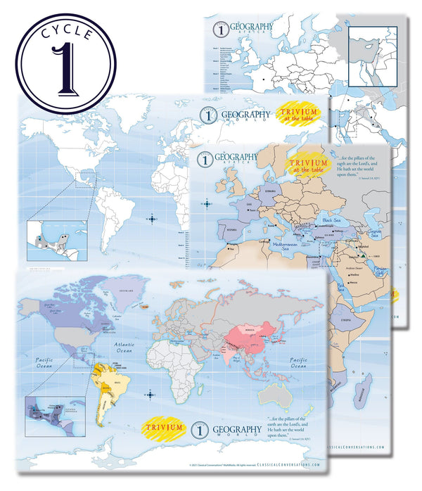 TRIVIUM AT THE TABLE PLACE MATS: CYCLE 1 GEOGRAPHY (SET OF 2)