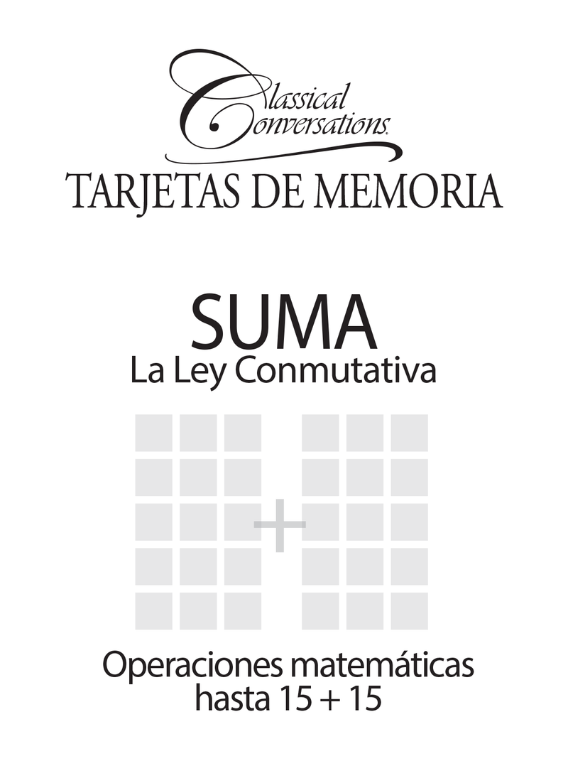 Tarjetas de Memoria Suma La Ley Conmutativa (CC Math Flashcards Spanish For Addition)