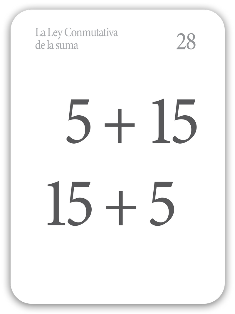 Tarjetas de Memoria Suma La Ley Conmutativa (CC Math Flashcards Spanish For Addition)