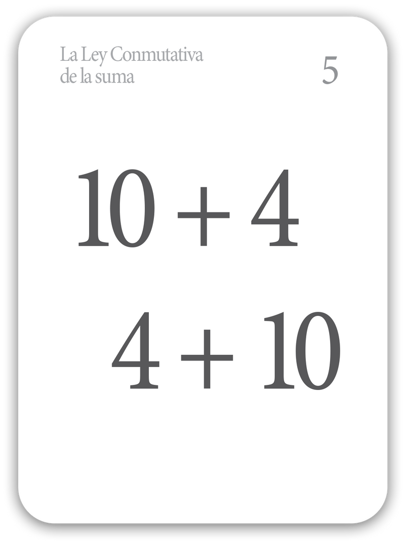 Tarjetas de Memoria Suma La Ley Conmutativa (CC Math Flashcards Spanish For Addition)