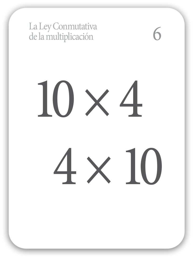 Multiplicación La Ley Conmutativa (CC Math Flashcards Spanish For Multiplication)