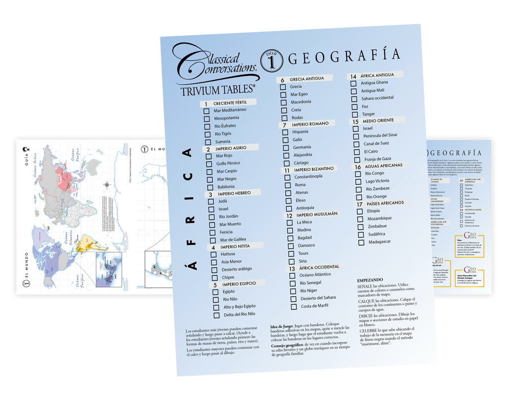 Geographically Table Trivium Tables: Geography Cycle 1 Spanish Product (Tablas trivium geog
