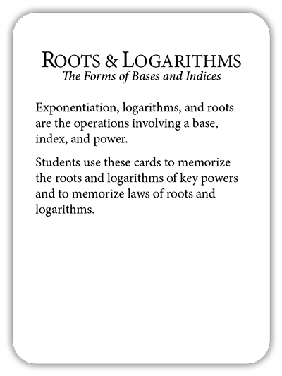 Math Flashcards Roots & Logarithms: Bases and Indices