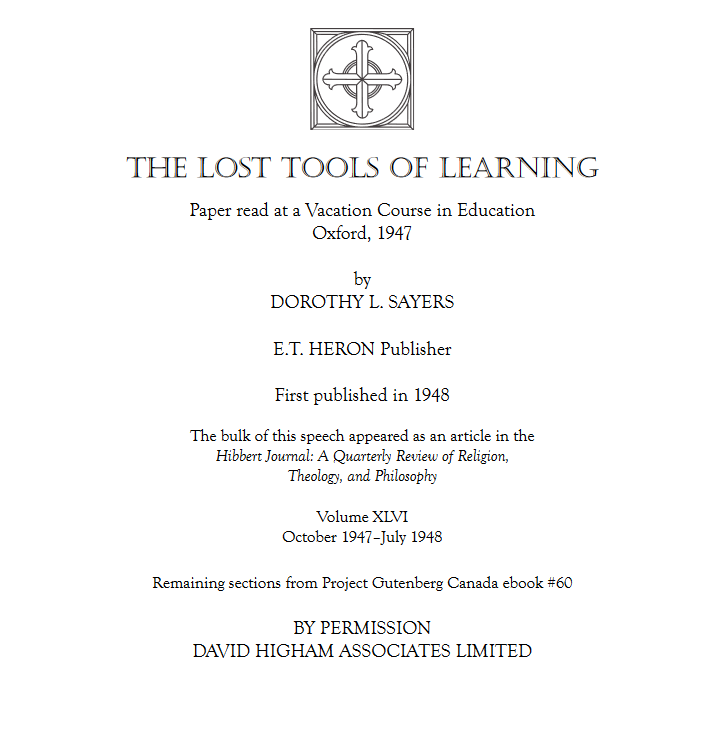 The Lost Tools of Learning (PDF)